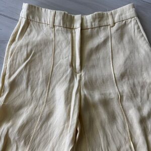 Butter Yellow single pleat wide leg trouser